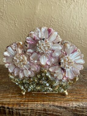 💐Rare 1960’s Vintage💐Abalone Shell & Lucite Napkin Holder